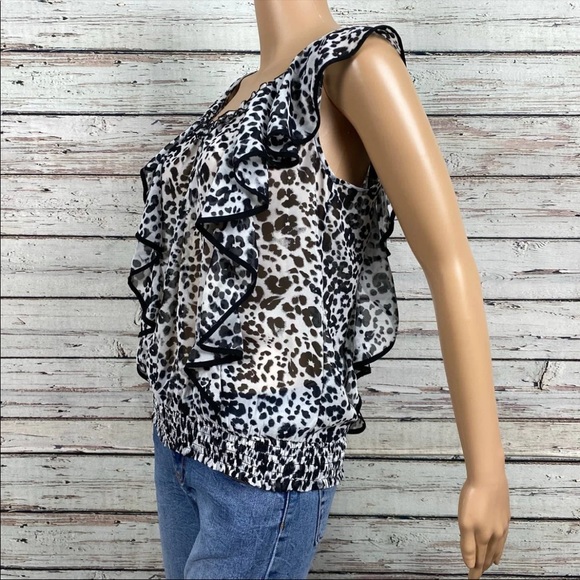 Express Leopard Print Ruffle Tank Top - Picture 3 of 8